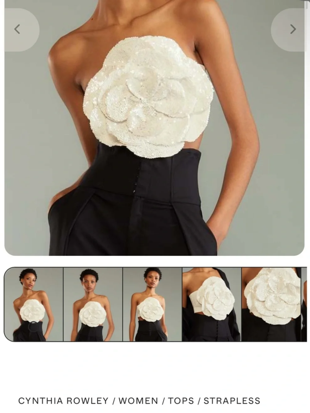 Cynthia Rowley Ivory Strapless Bandeau with Floral Sequin Panels - Picture 1 of 5